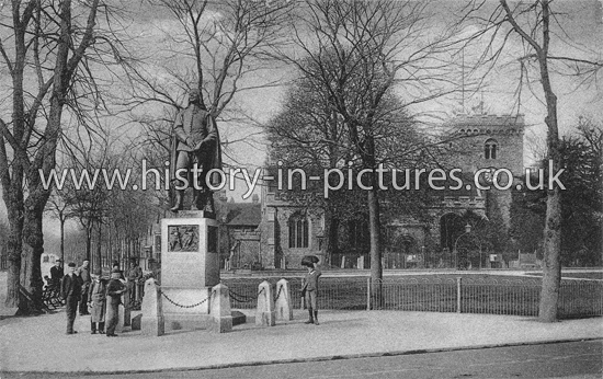 Bunyan's Statue and St Peter's Church, Bedford, Bedfordshire. c.1907